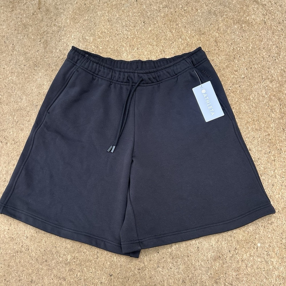 Athleta  Black Heavyweight Terry Bermuda Short-Size L NWT